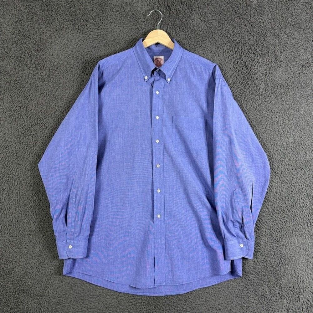 Vtg Brooks Brothers Shirt Mens 16.5 34 Blue Button Down Long Sleeve Preppy